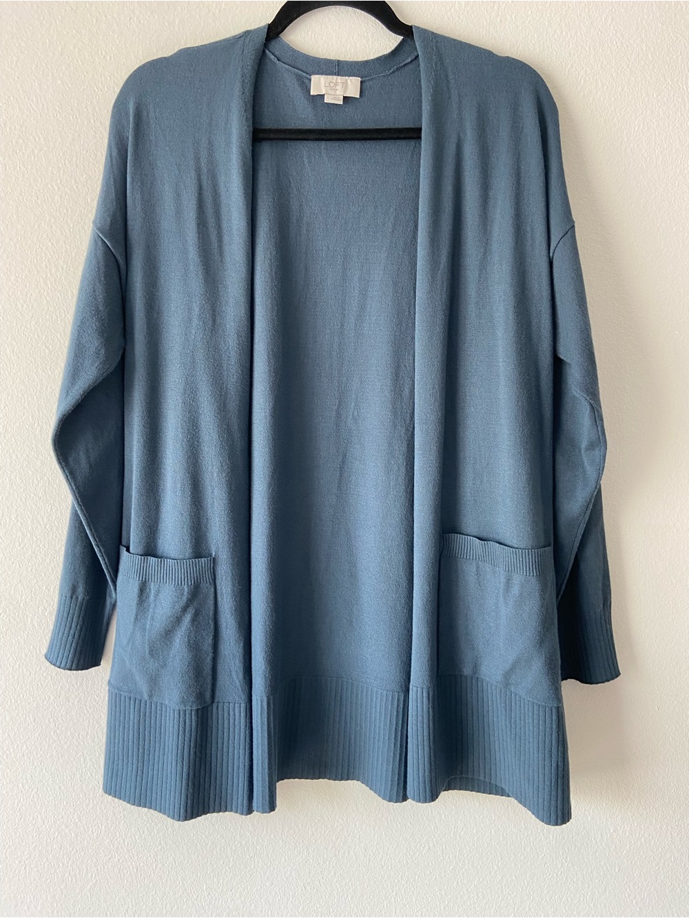 LOFT Outlet Blue Open Front Long Cardigan Sweater Size L